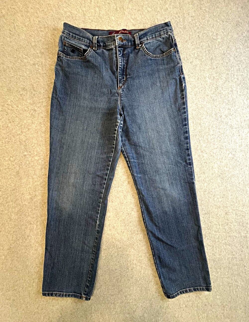 Gloria Vanderbilt Women’s Blue Medium Wash Straight Mid Rise Stretch Jeans Sz 10